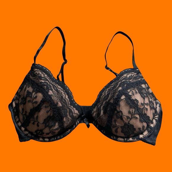 90's vintage lace satin padded bra 34C lily of france - Picture 1 of 5